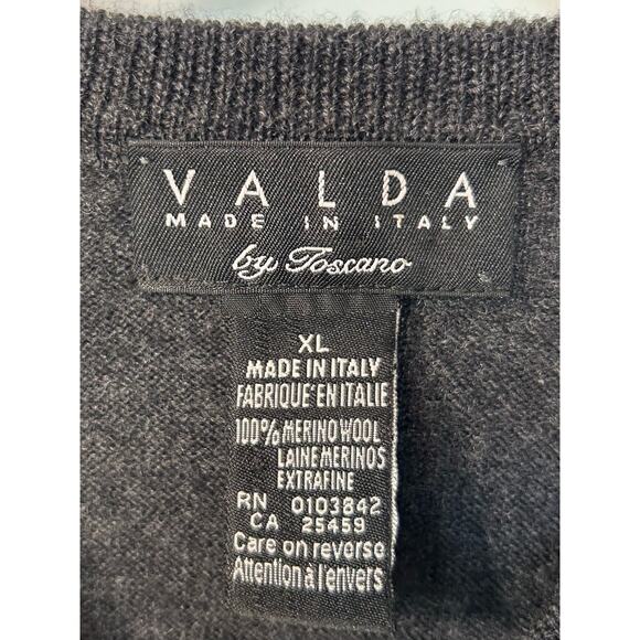 Valda by Toscano Men's Merino Wool V-Neck Knit Sweater Vest Pullover Gray SZ XL - Picture 5 of 8
